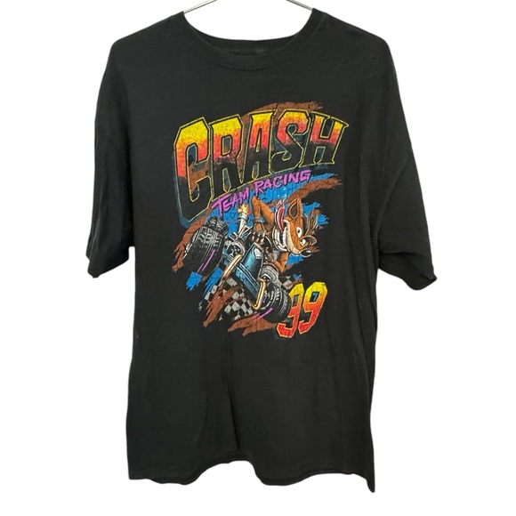 Gamer Crash Bandicoot Team Racing Nitro Fueled Men’s L Black T-Shirt Video Games - Picture 1 of 4